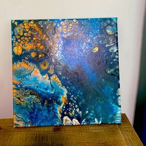 Wall Art 12 x 12” canvas. Pour art piece